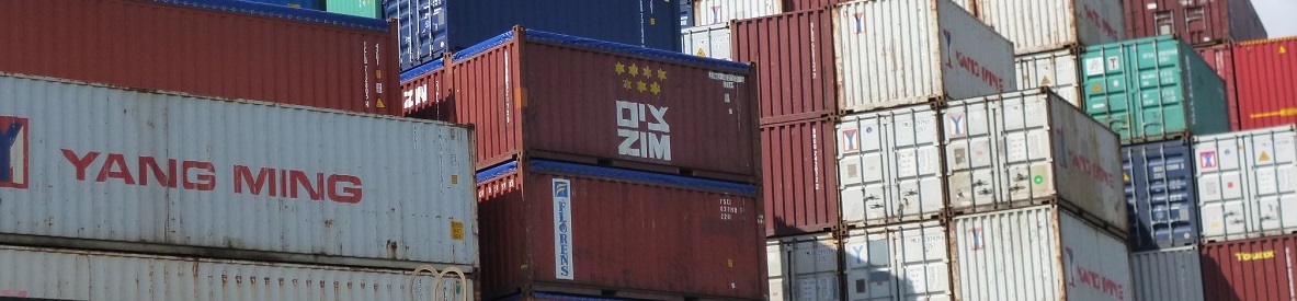 Gestaute Container im Depot - Verladung von ISO-Containern mit Contibridge 